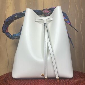 Ralph Lauren Leather Debby Drawstring Bag with Print Scarf
